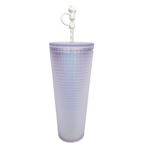 STARBUCKS Venti Cup Tumbler Grid Icy Iridescent Opal Spring 2022 24 oz + Topper - Picture 2 of 8